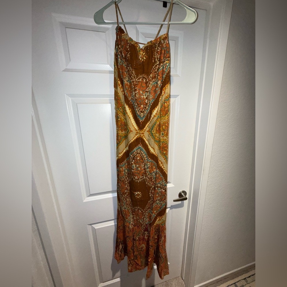 NWOT Free People Intimately Mojave Mermaid Metallic Maxi Slip Dress Small S